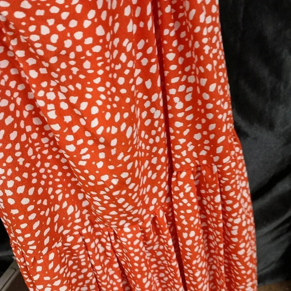 Summer dress spaghetti scrapped orange polka dot and open back - Picture 6 of 9